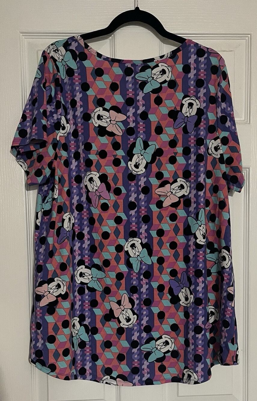 LuLaRoe Disney Multicolor Top T-Shirt Minnie Mouse 2XL Geometric Pattern